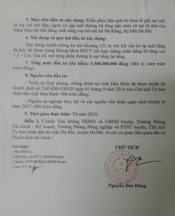 Thị trấn Đà Bắc (Hòa Bình): Bờ kè hồ Nà Rồng bị rạn nứt, sụt lún nghiêm trọng - Hình 3