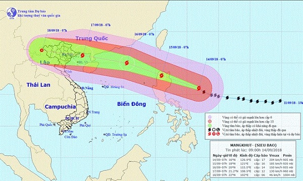 Siêu bão Mangkhut sắp đi vào khu vực đông bắc biển Đông - Hình 1