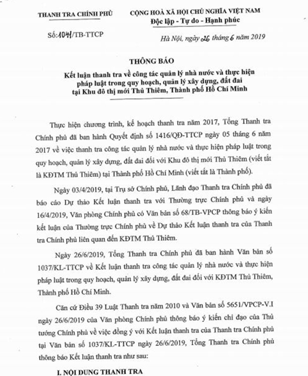 Công bố kết quả thanh tra toàn diện dự án Khu đô thị mới Thủ Thiêm - Hình 2