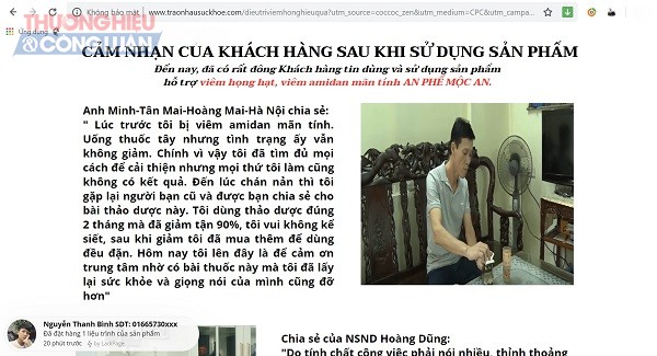 Hầu hết tại các Website này việc quảng cáo sản phẩm bằng hình thức chia sẻ bài viết dưới dạng như một bài báo, câu chuyện.