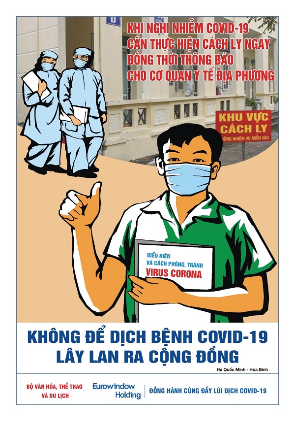 Tác phẩm tranh “Không tụ tập đông người để tránh nguy cơ lây nhiễm của Lê Thuận Long (Quảng Bình)