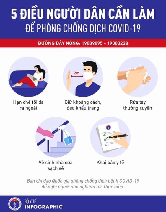 Bộ y tế đưa ra 10 biện pháp đơn giản để phòng, chống dịch hiệu quả