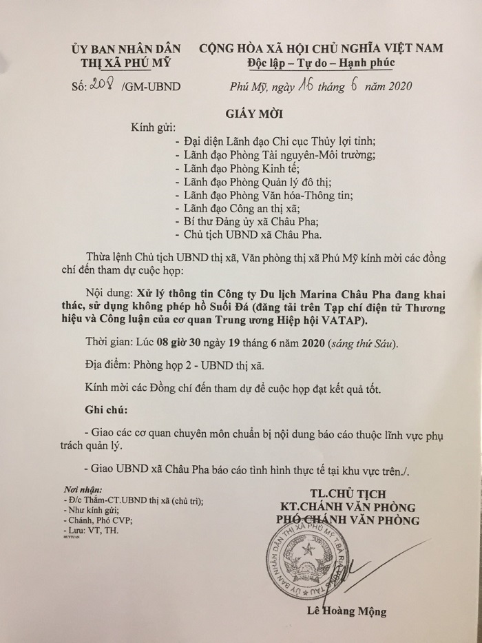 Chủ tịch UBND thị xã Phú Mỹ triệu tập cuộc họp với các phòng ban và đơn vị liên quan sau loạt bài phản ánh của TH&CL