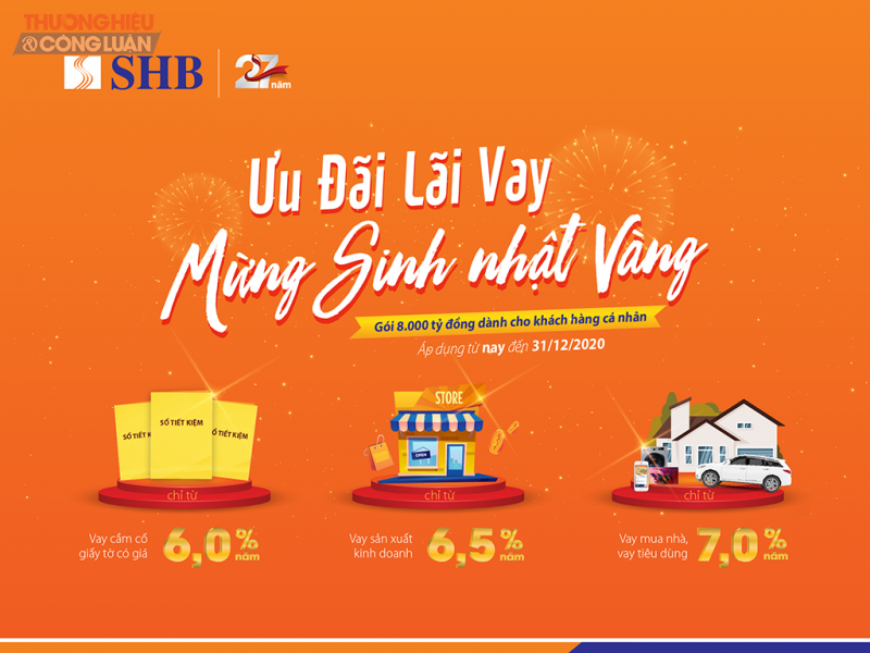 SHB triển khai chương trình “Ưu đãi lãi vay - Mừng sinh nhật Vàng” với những ưu đãi vượt trội dành cho khách hàng cá nhân vay vốn