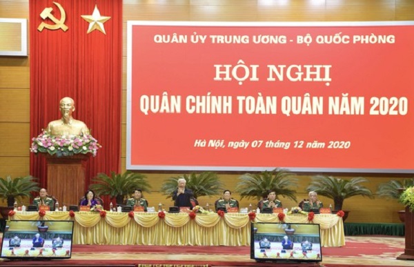 Hội nghị Quân chính toàn quân 2020 diễn ra ngày 7/12 tại trụ sở Bộ Quốc phòng. (Ảnh: Viết Chung)