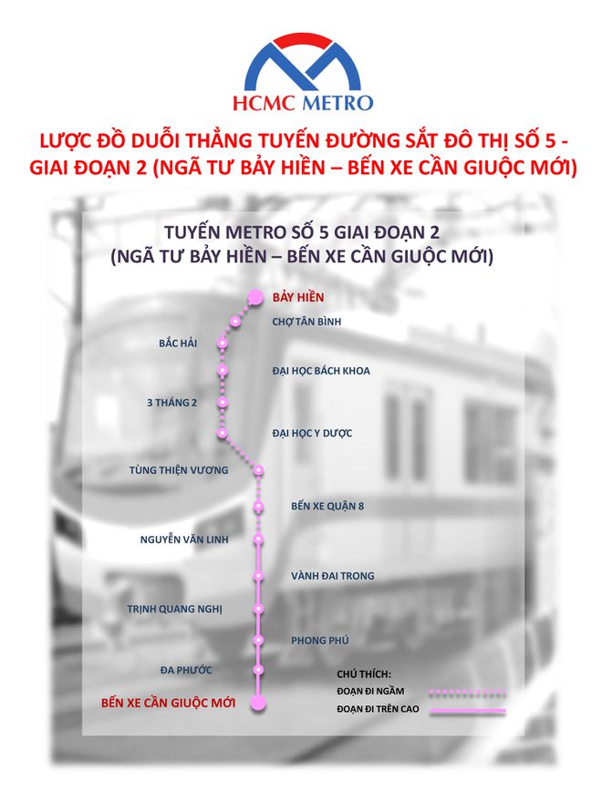 Sơ đồ tuyến metro số 5 - giai đoạn 2