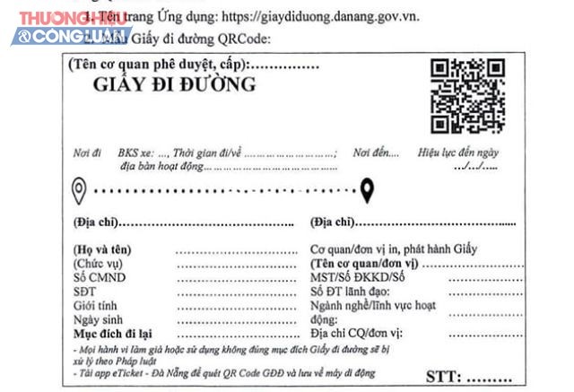 Giấy đi đường QRCode.