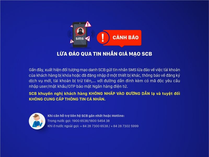 SCB cảnh báo lừa đảo qua tin nhắn giả mạo. Hình minh họa