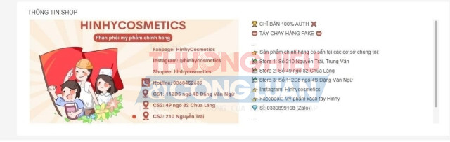 Hinhy Comestic nhấn mạnh rằng: “Chỉ bán hàng Auth – Tẩy chay hàng Fake”