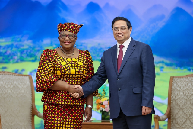 Thủ tướng Phạm Minh Chính tiếp Tổng Giám đốc WTO Ngozi Okonjo-Iweala đang có chuyến thăm làm việc tại Việt Nam