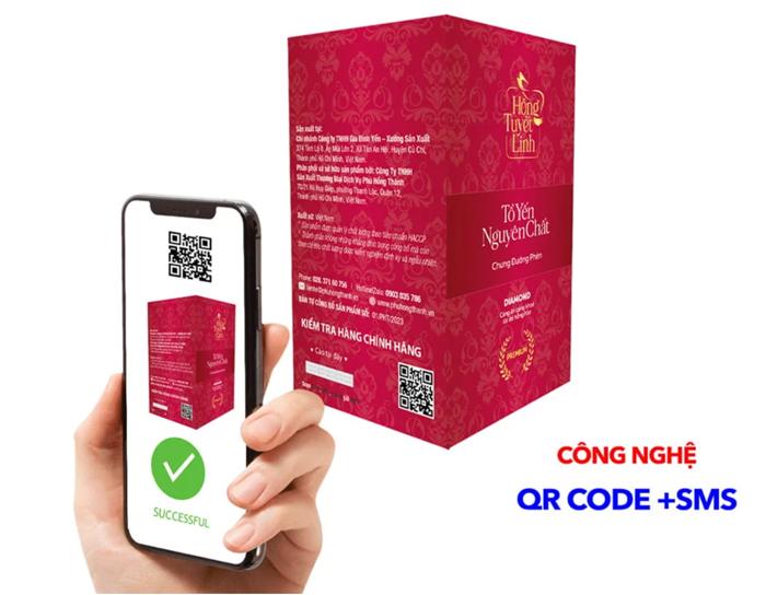 Một mẫu sản phẩm bao bì áo dụng công nghệ chống hàng giả QR code và xác thực hàng chính hãng qua tin nhắn SMS của Vina CHG.