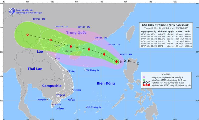 Hướng di chuyển của cơn bão số 1 (bão TALIM)