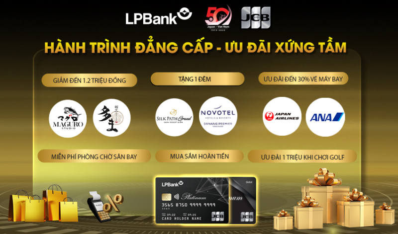 Khách hàng sở hữu thẻ LPBank JCB sẽ được trải nghiệm trọn vẹn các chính sách giảm giá, hoàn tiền và chiết khấu khi chi tiêu, mua sắm.