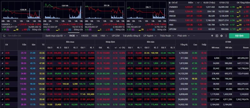 Kết phiên giao dịch ngày 14/9, VN-Index giảm 14,58 điểm (-1,18%)