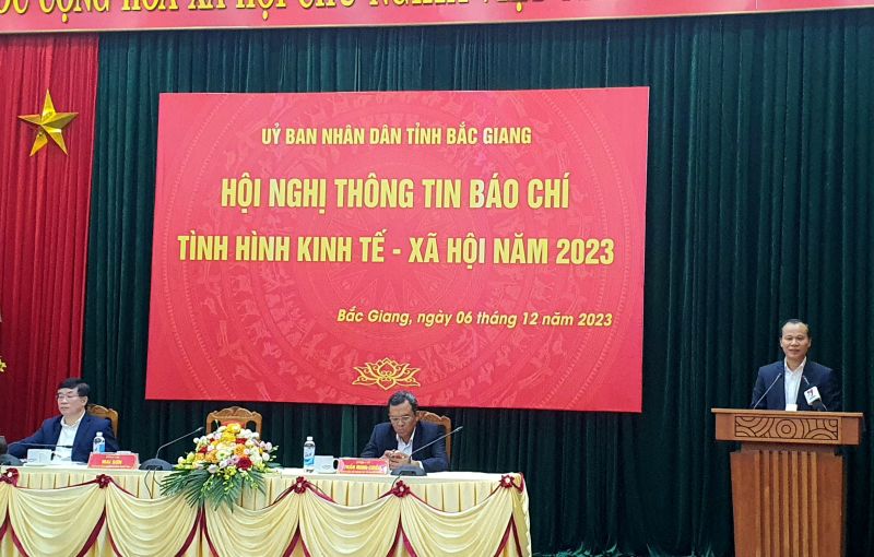 Phó Chủ tịch Thường trực UBND tỉnh Bắc Giang - Mai Sơn phát biểu tại hội nghị.