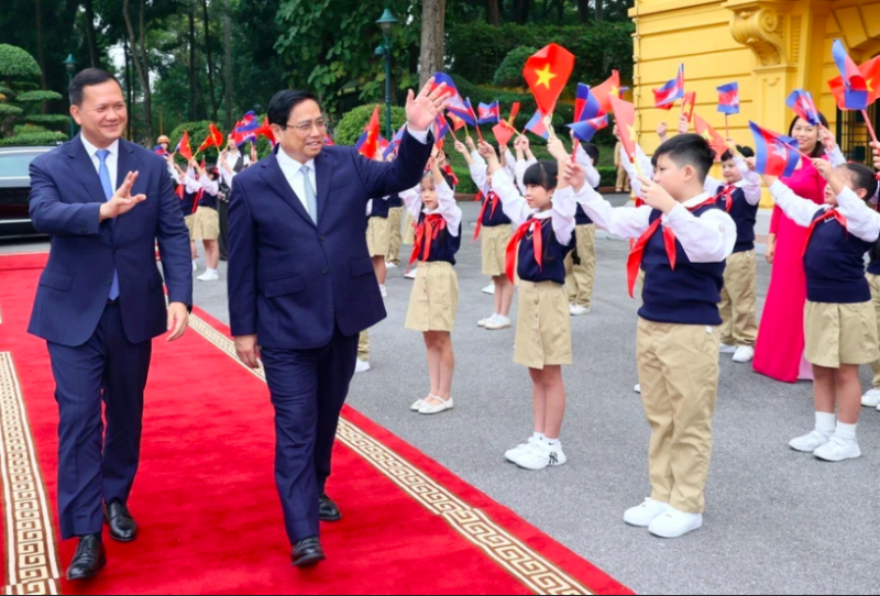 Thủ tướng Phạm Minh Chính chủ trì Lễ đón Thủ tướng Chính phủ Hoàng gia Vương quốc Campuchia - Samdech Moha Bovor Thipadei Hun Manet thăm chính thức Việt Nam