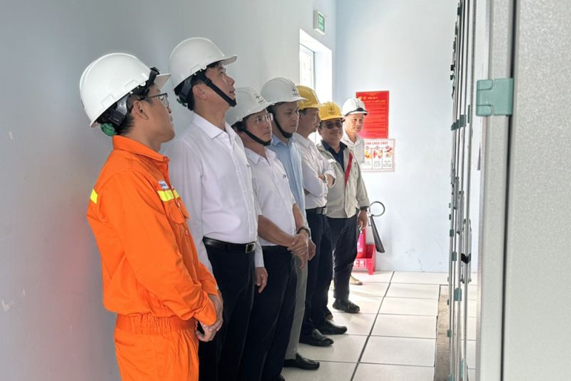 Lãnh đạo EVNNPT kiểm tra dự án Smart Grid TBA 220kV Bảo Lộc (Lâm Đồng) trước khi đóng điện-Ảnh: CPMB