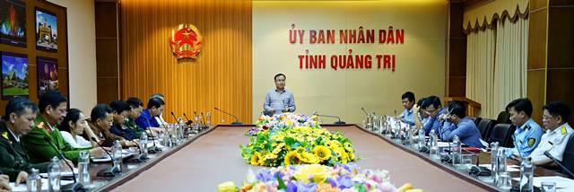 Phó Chủ tịch UBND tỉnh, Trưởng Ban chỉ đạo 389 tỉnh Quảng Trị Lê Đức Tiến tại cuộc họp tổng kết