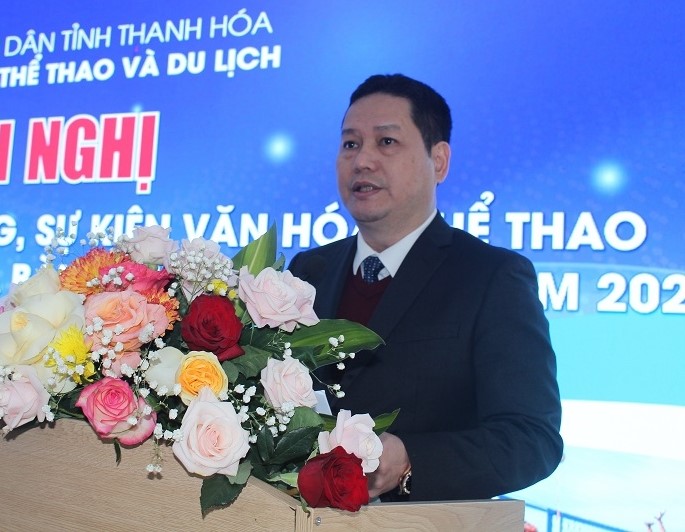 Giám đốc Sở Văn hóa, Thể thao và Du lịch Phạm Nguyên Hồng phát biểu khai mạc hội nghị.