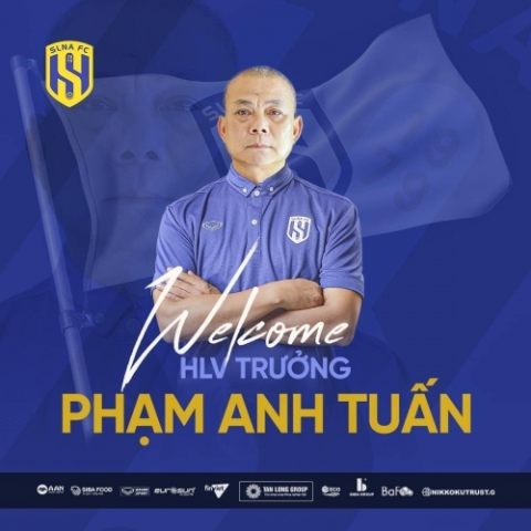 HLV Anh Tuấn dẫn dắt SLNA từ vòng 18 V-League 2023/2024.