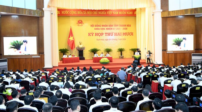 Quang cảnh phiên khai mạc Kỳ họp thứ 20, Hội đồng Nhân dân tỉnh Thanh Hóa Khóa XVIII. Ảnh: Lâm Hiển