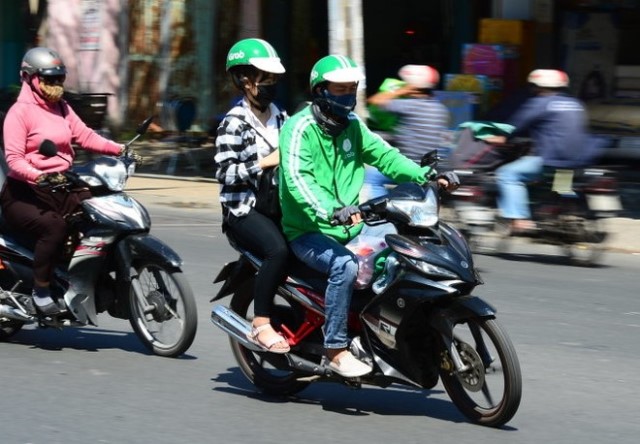 Tài xế GrabBike đang hoạt động tại Đà Nẵng