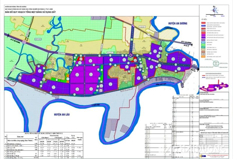 Bản đồ quy hoạch phân khu xây dựng khu công nghiệp Kim Thành 2 (Kim Thành, Hải Dương), tỷ lệ 1/2000