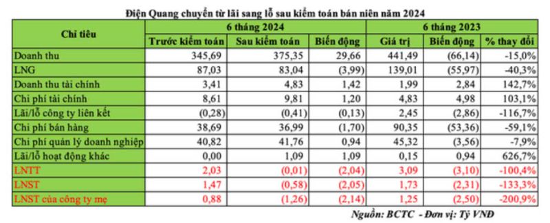 Điện Quang chuyển từ lãi sang lỗ sau kiểm toán bán niên năm 2024