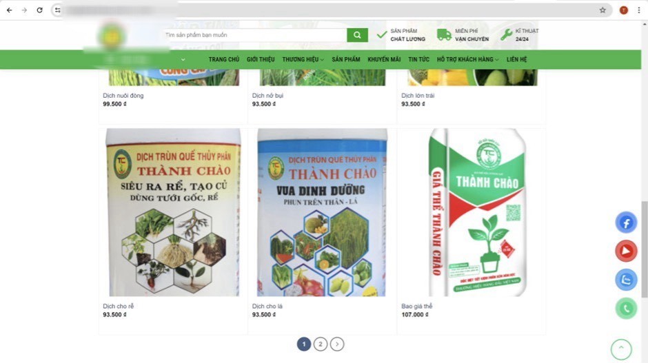 Trang bán hàng trên lĩnh vực TMDT