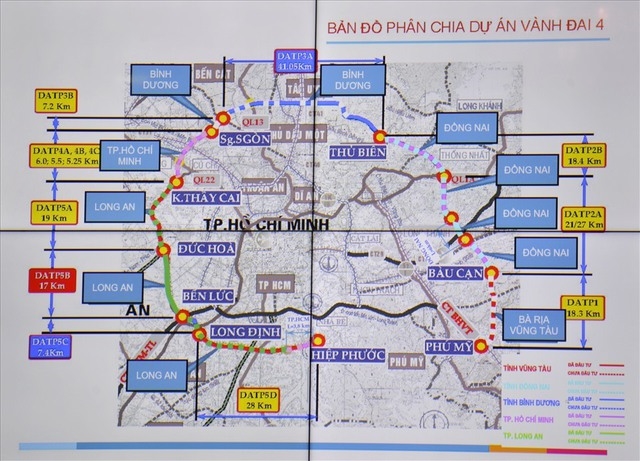 Sơ đồ tuyến Vành đai 4 TP Hồ Chí Minh theo quy hoạch (Ảnh: M.Q)