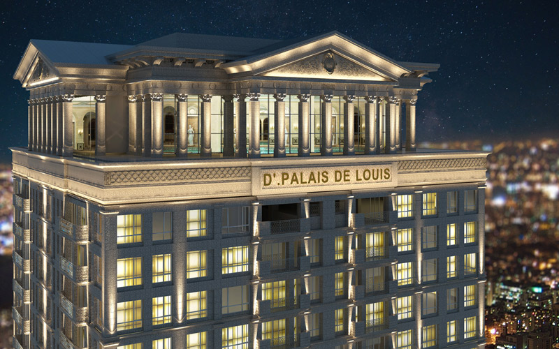 Dự án này vốn có tên ban đầu là D'.Palais de Louis do Tập đoàn Tân Hoàng Minh khởi công xây dựng cuối năm 2009.