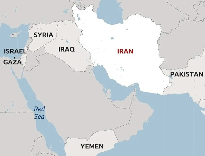 Vị trí Iran và Israel. (Nguồn: BBC)