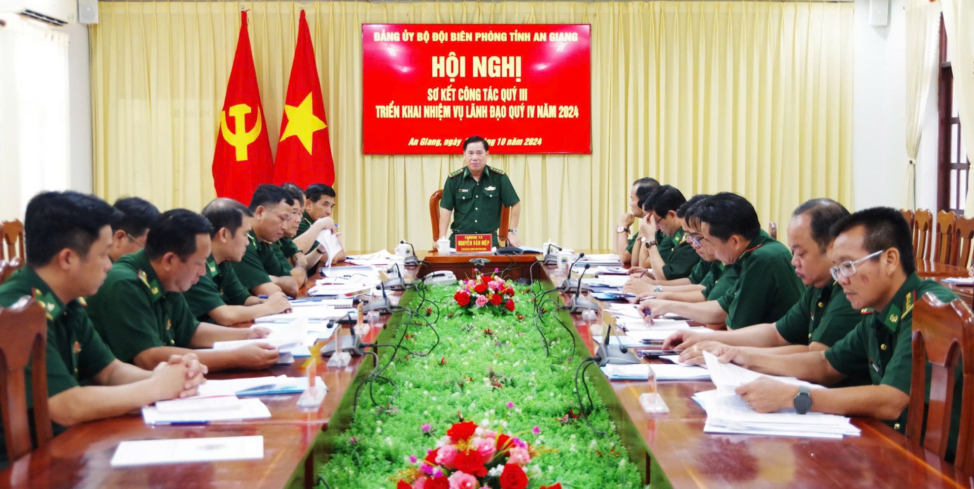 Thượng tá Nguyễn Văn Hiệp, Bí thư Đảng ủy, Chính ủy BĐBP tỉnh triển khai nhiệm vụ lãnh đạo quý IV năm 2024