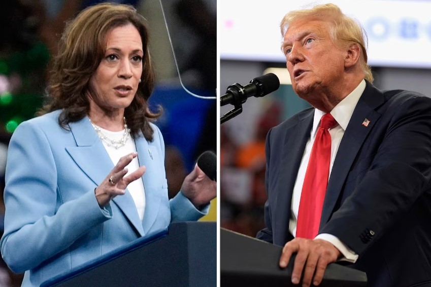 Bà Kamala Harris và ông Donald Trump-hai ứng cử viên trong cuộc bầu cử Tổng thống Mỹ 2024. Ảnh: The Boston Globe