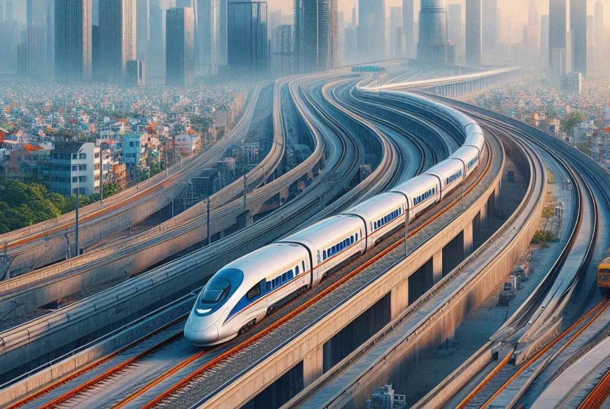 Tốc độ thiết kế 350km/h đang được kiến nghị lựa chọn với đường sắt tốc độ cao Bắc - Nam - Ảnh minh họa AI