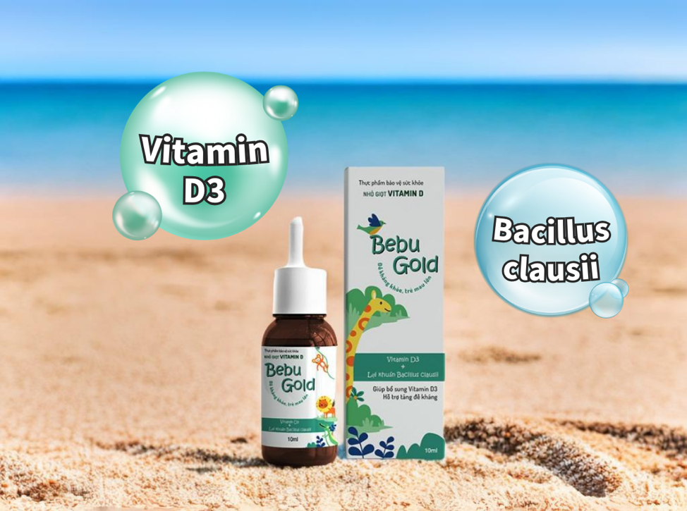 Nhỏ giọt D3 BebuGold công thức đột phá kết hợp vitamin D3 và lợi khuẩn