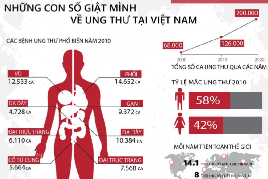 Những con số giật mình về tỷ lệ mắc ung thư tại Việt Nam