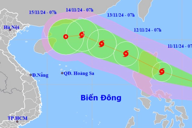 Dự báo vị trí và đường đi của bão Toraji. Nguồn: Trung tâm Dự báo khí tượng thủy văn quốc gia