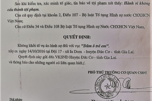 Gia Lai: Sàm sỡ bé gái, chỉ bị phạt hành chính?