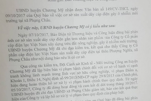 Chương Mỹ (Hà Nội): Đóng cửa xưởng sản xuất dây cáp điện của Cty CP Cáp điện lực Việt Nam
