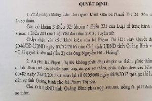 Quảng Bình: Chủ tịch tỉnh thua kiện một người dân, nộp 300.000đ án phí
