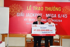 Vietlott trao giải Jackpot hơn 47 tỷ đồng tại Vĩnh Phúc