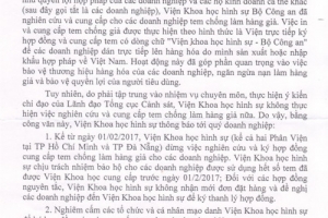 Nghiêm cấm việc mạo danh Viện Khoa học hình sự để cung cấp tem cho các doanh nghiệp