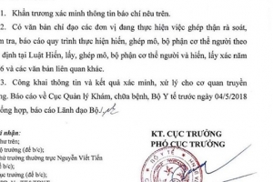 Bộ Y tế yêu cầu làm rõ thông tin "cò buôn thận" tung hoành