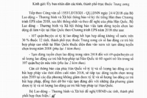 49 quận, huyện bị tạm dừng đưa lao động đi Hàn Quốc