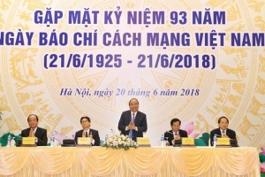 Thủ tướng Nguyễn Xuân Phúc gặp mặt các cơ quan thông tấn, báo chí