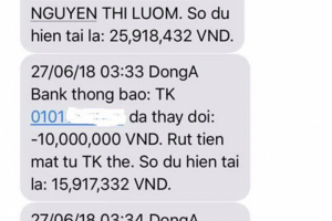 85 triệu đồng trong tài khoản ATM DongABank bị trộm lúc nửa đêm