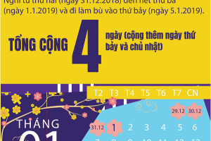Lịch nghỉ Tết dương lịch, âm lịch và các ngày lễ năm 2019
