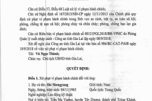 Gia Lai: Xử phạt 3 người Trung Quốc nhập cảnh, hành nghề không phép 60 triệu đồng