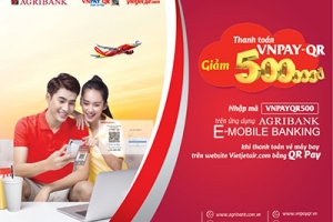 Nhận ưu đãi khi thanh toán vé máy bay Vietjet bằng QR Pay trên ứng dụng Agribank E-Mobile Banking